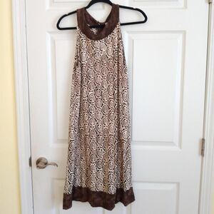 Vintage Wind River brown swirl print batik midi dress Size M